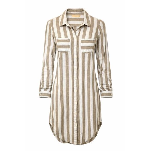 Hope & Harlow Dresses & Skirts - Hope & Harlow Striped Button Front Shirt Dress Long Sleeve Rayon Women’s Small